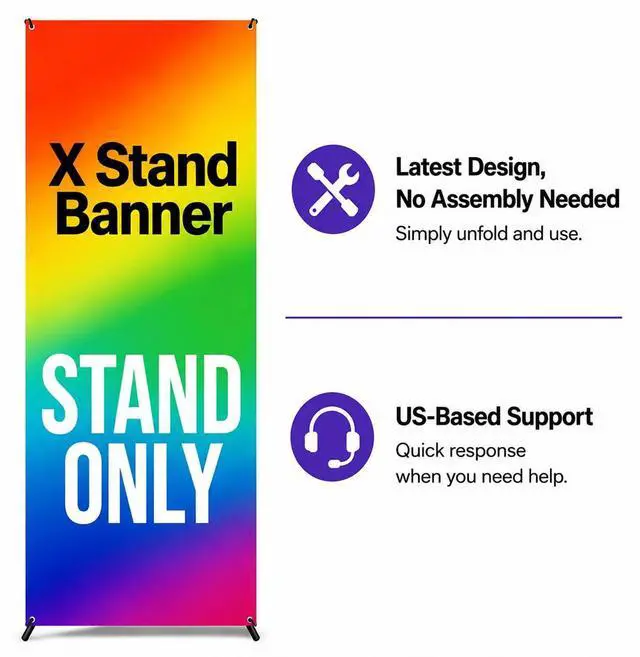 Alt view image 7 of 7 - Premium X Banner Stand Display Adjustable Sizing from 24"x72" with Carrying Bag (STAND ONLY) (8 PACK)