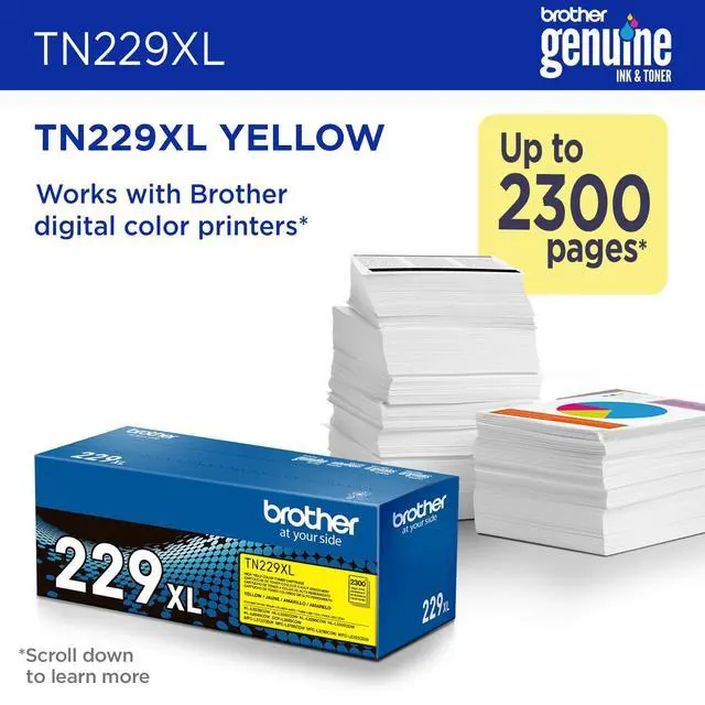 Alt view image 2 of 7 - Genuine TN229XLY Yellow High Yield Printer Toner Cartridge - Print up to 2,300 Pages(1) | Prints up to 2,300 pages
