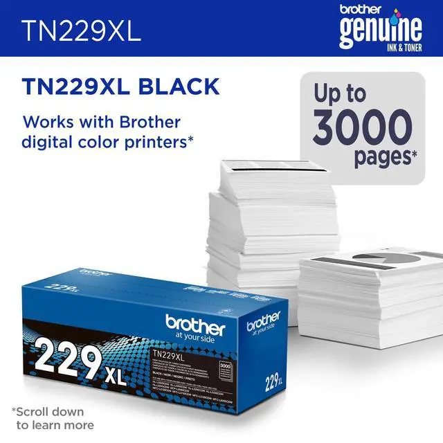 Alt view image 2 of 7 - Genuine TN229XLBK Black High Yield Printer Toner Cartridge - Print up to 3,000 Pages(1) | High-yield document printing with 3,000 page capacity and laser precision