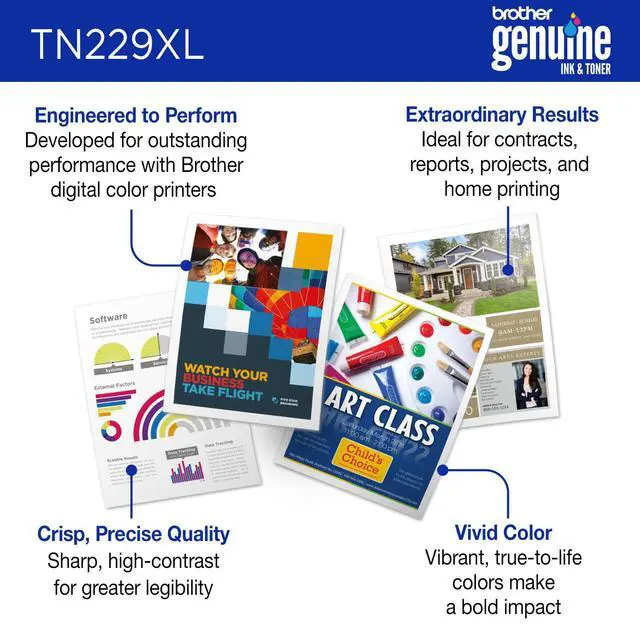 Alt view image 3 of 7 - Genuine TN229XLC Cyan High Yield Printer Toner Cartridge - Print up to 2,300 Pages(1) | Genuine TN229 toner with smudge-free performance for reports, presentations and proposals