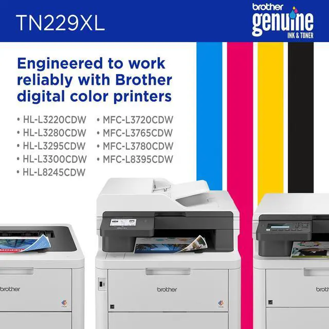 Alt view image 5 of 7 - Genuine TN229XLC Cyan High Yield Printer Toner Cartridge - Print up to 2,300 Pages(1) | Genuine TN229 toner with smudge-free performance for reports, presentations and proposals