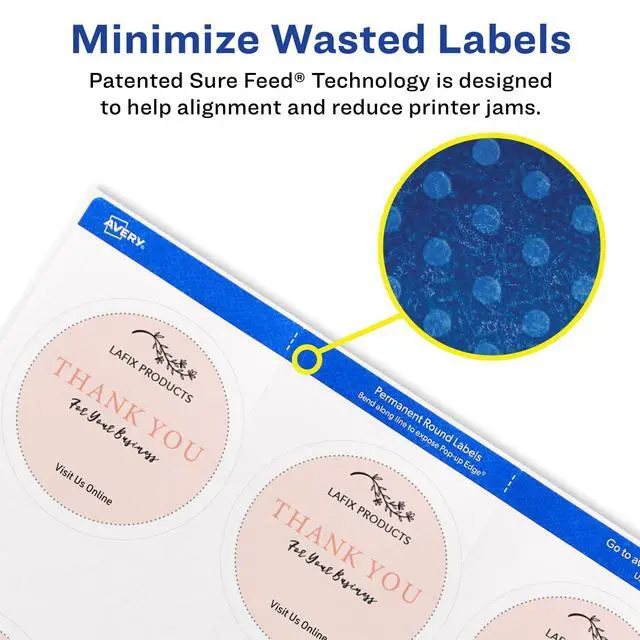 Alt view image 3 of 7 - Printable Blank Round Labels, 2.5" Diameter, Matte White, 225 Customizable Labels (22562)