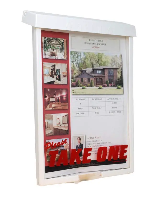 Alt view image 3 of 7 - Outdoor Real Estate Brochure Box with Snap Shut Lid, Take One Document Holder Can Hold 100, 8.5 x 11 Documents, Flyers, Literature and Other Outdoor Marketing Needs
