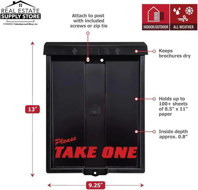 Alt view image 6 of 7 - Outdoor Real Estate Brochure Box with Solar Lighted Lid, Take One Document Holder Can Hold 100, 8.5 x 11 Documents, Flyers, Literature and Other Outdoor Marketing Needs
