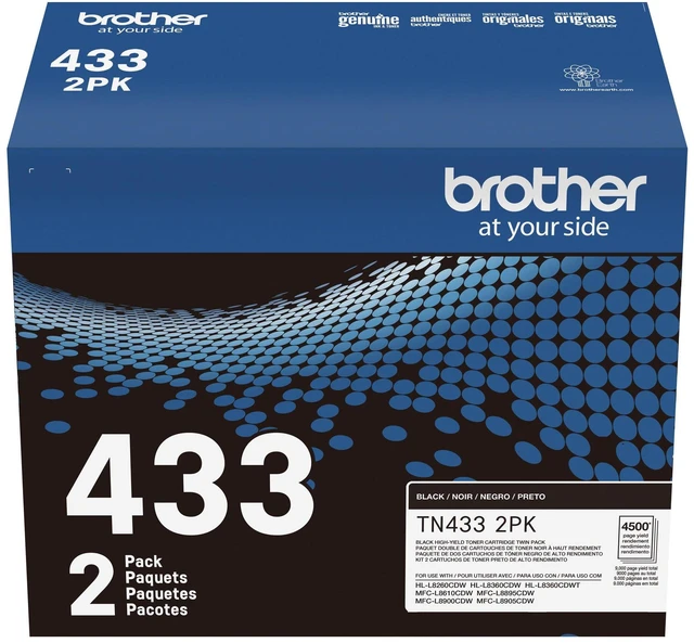 Alt view image 7 of 7 - Genuine High-Yield Black Toner Cartridge Twin Pack TN433 2PK (TN4332PK)