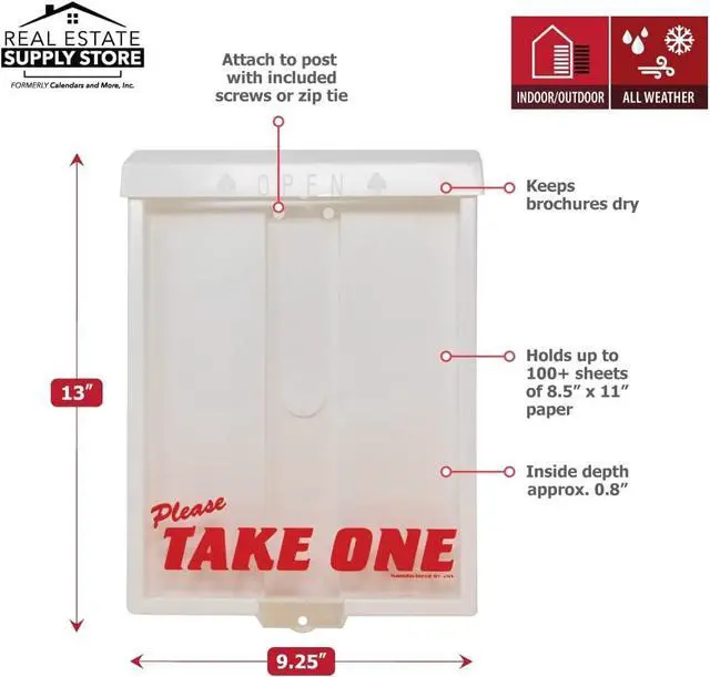 Alt view image 7 of 7 - Outdoor Real Estate Brochure Box with Solar Lighted Lid, Take One Document Holder Can Hold 100, 8.5 x 11 Documents, Flyers, Literature and Other Outdoor Marketing Needs