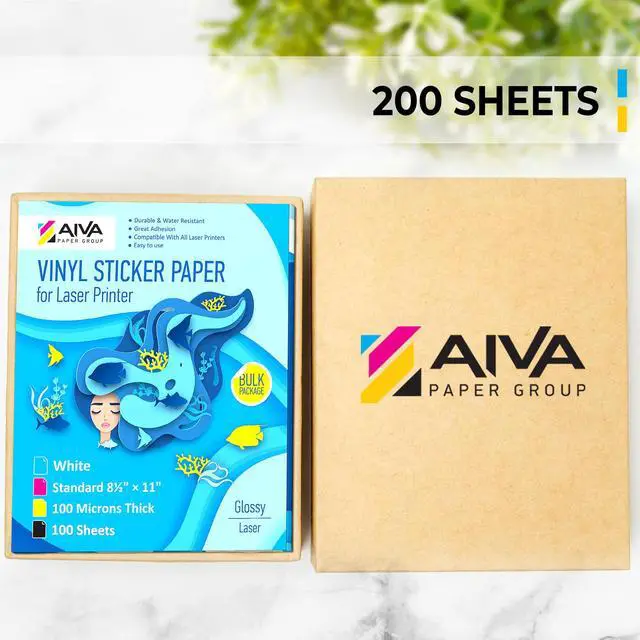 Alt view image 5 of 7 - Printable Vinyl Sticker Paper for Laser Printer - Glossy White - 200 Self-Adhesive Sheets - Waterproof Decal Paper - Standard Letter Size 8.5"x11"