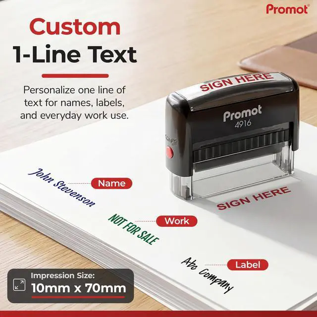 Alt view image 2 of 7 - Self-Inking (Long) - Personalized Text Name Rubber Stamps | Customized Name Stamps, Space-Saving Design, Consistent Impressions, Built-In Self-Inking Mechanism, Choose Font & Ink Color