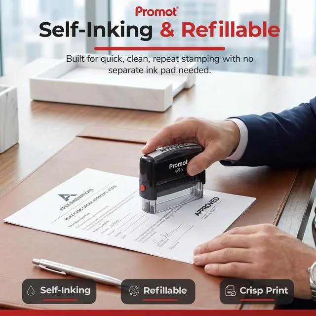 Alt view image 4 of 7 - Self-Inking (Long) - Personalized Text Name Rubber Stamps | Customized Name Stamps, Space-Saving Design, Consistent Impressions, Built-In Self-Inking Mechanism, Choose Font & Ink Color