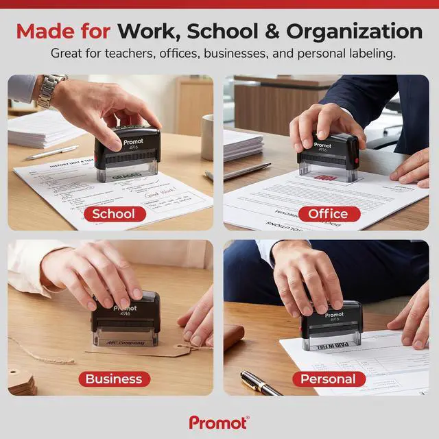 Alt view image 5 of 7 - Self-Inking (Long) - Personalized Text Name Rubber Stamps | Customized Name Stamps, Space-Saving Design, Consistent Impressions, Built-In Self-Inking Mechanism, Choose Font & Ink Color