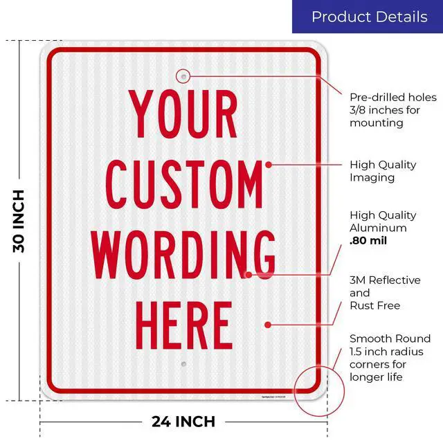 Alt view image 3 of 7 - Custom Sign, Personalized Metal Signs, Customize for Office, Business, | Workplace, office, Home, Delivery Signs, 24x30 Inches, 3M EGP