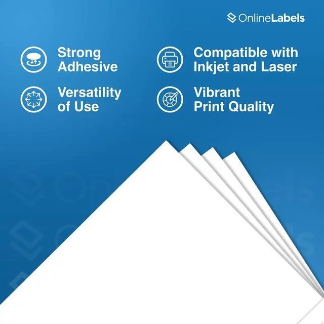 Alt view image 5 of 7 - OnlineLabels 8.5" x 11" Sticker Paper - White Matte - Inkjet/Laser | 1,000 Sheets, Permanent Adhesive, Blank Full Sheet Labels, Inkjet & Laser Compatible, Works With Cricut, Silhouette, & More