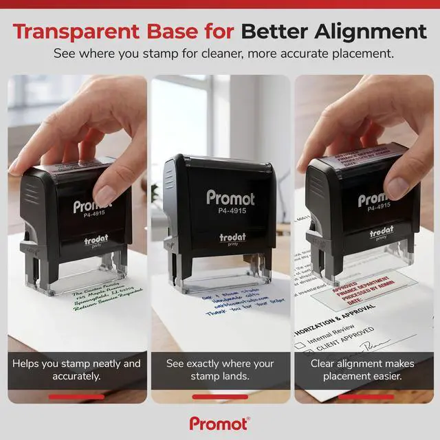 Alt view image 3 of 7 - 4-Line Custom Stamp- Personalized Name & Address Stamp (Extra Large) | Customized Name Stamps, Consistent Impressions, Built-In Self-Inking Mechanism, Choose Font & Ink Color