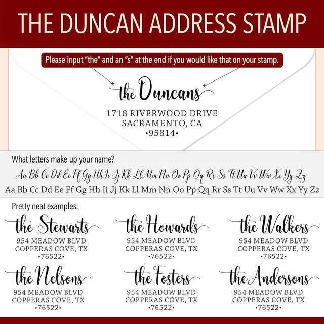 Alt view image 3 of 7 - The Duncans Personalized Self-Inking Address Stamp | Envelope Return Address Stamp for Couples and Families | Custom Rubber Address Stamp (2, Xtra Large)