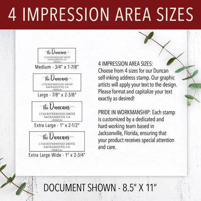 Alt view image 5 of 7 - The Duncans Personalized Self-Inking Address Stamp | Envelope Return Address Stamp for Couples and Families | Custom Rubber Address Stamp (2, Xtra Large)