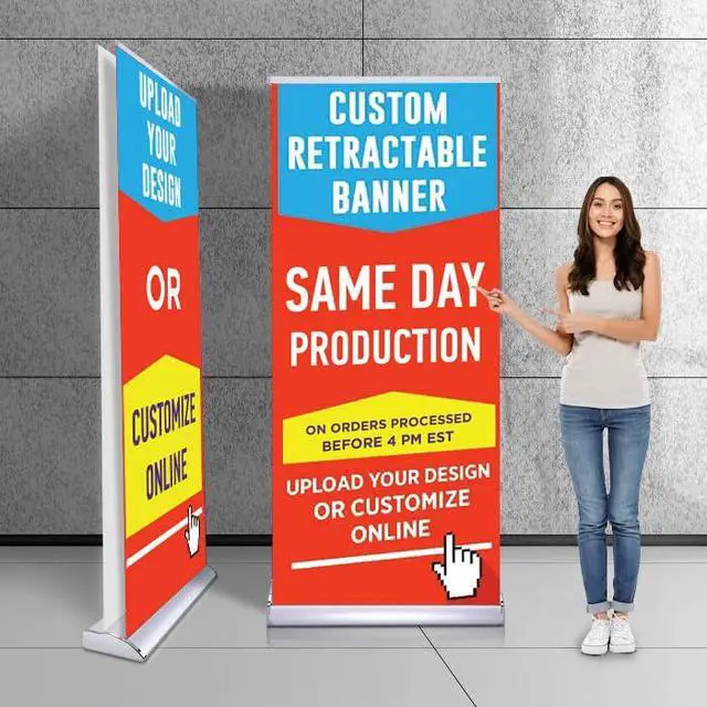 Alt view image 2 of 5 - Deluxe Retractable Banner - Customizable Full Color Design Roll Up Banner with Carry On Case (Customizable, 33.5x80 Deluxe Double Sided)