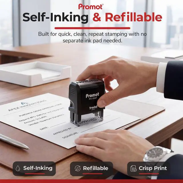 Alt view image 4 of 7 - Self-Inking Stamp (Medium) - Personalized Text Name Rubber Stamps | Customized Name Stamps, Space-Saving Design, Consistent Impressions, Built-In Self-Inking Mechanism, Choose Font & Ink Color