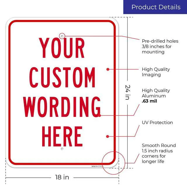 Alt view image 3 of 7 - Custom Sign, Personalized Metal Signs, Customize for Office, Business, | Workplace, Office, Home, Delivery Signs, 18x24 Inches, Rust Free