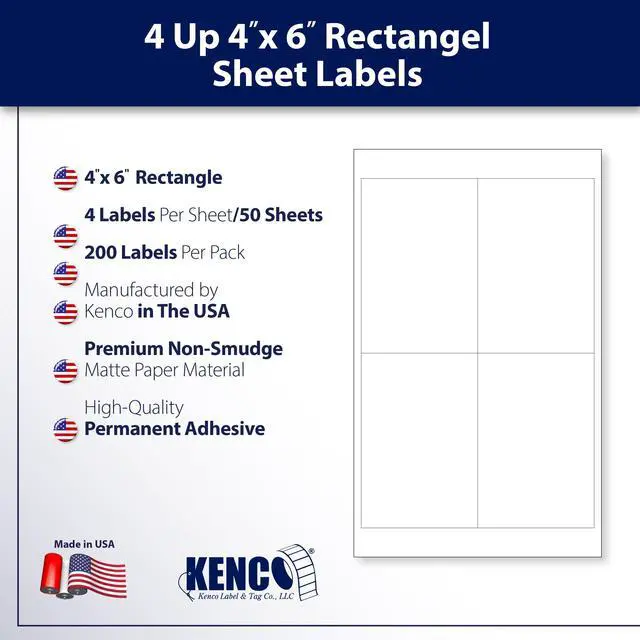 Alt view image 2 of 6 - Premium White Address Shipping UPC Laser/Inkjet Labels Made in The USA (4" X 6" 8000 Labels)