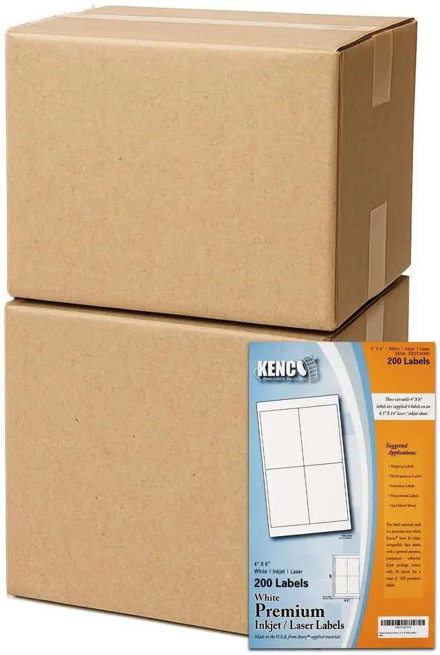 Main image of Premium White Address Shipping UPC Laser/Inkjet Labels Made in The USA (4" X 6" 8000 Labels)