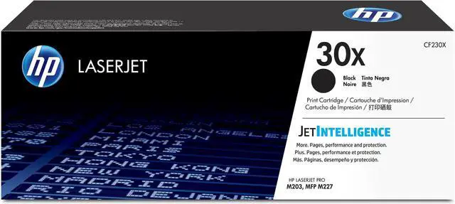 Main image of 30X Black High-Yield Toner Cartridge | Works LaserJet Pro M203 Series, LaserJet Pro MFP M227 Series | CF230X | High yield document printing with 3500 page capacity and recycling guide
