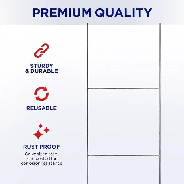 Alt view image 2 of 7 - Yard Sign Stakes 300 Pack Durable 24" Metal H-Stakes for Corrugated Plastic Signs, 9-Gauge Galvanized Wire, Weatherproof & Rust-Resistant