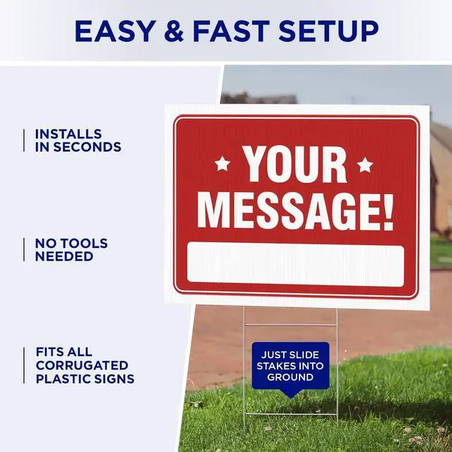 Alt view image 3 of 7 - Yard Sign Stakes 300 Pack Durable 24" Metal H-Stakes for Corrugated Plastic Signs, 9-Gauge Galvanized Wire, Weatherproof & Rust-Resistant