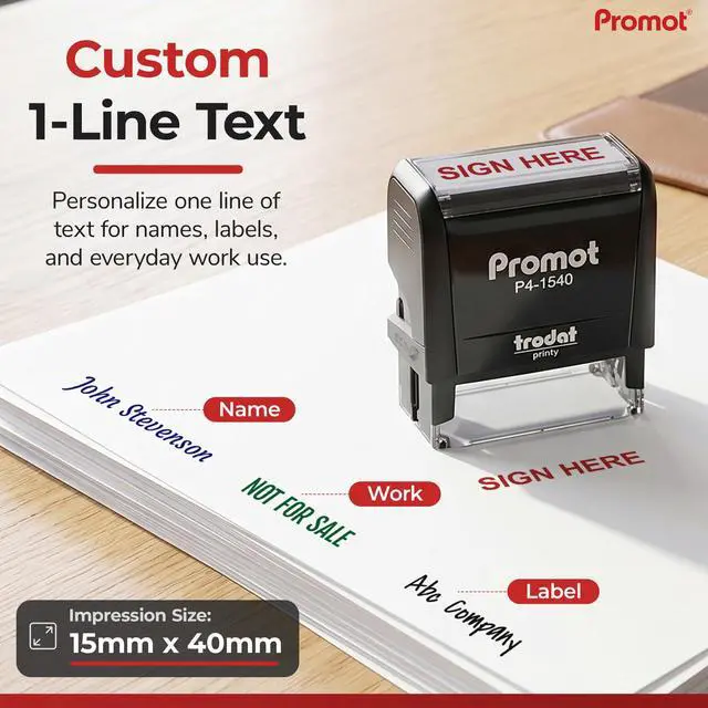 Alt view image 2 of 7 - Self-Inking Stamp (Small) - Personalized Text Name Rubber Stamps | Customized Name Stamps, Space-Saving Design, Consistent Impressions, Built-In Self-Inking Mechanism, Choose Font & Ink Color