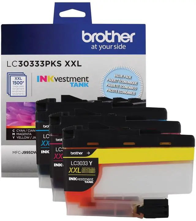 Alt view image 2 of 7 - Genuine LC30333PKS 3-Pack, Super High-yield Color INKvestment Tank Ink Cartridges; Includes 1 Cartridge each of Cyan, Magenta & Yellow, Page Yield Up to 1,500 Pages/Cartridge, LC3033