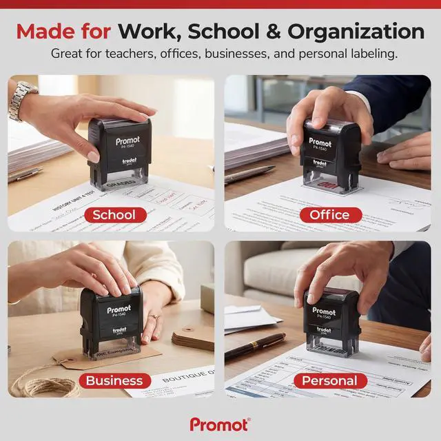 Alt view image 5 of 7 - Self-Inking Stamp (Small) - Personalized Text Name Rubber Stamps | Customized Name Stamps, Space-Saving Design, Consistent Impressions, Built-In Self-Inking Mechanism, Choose Font & Ink Color