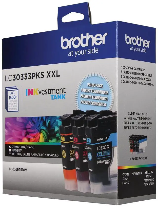 Alt view image 3 of 7 - Genuine LC30333PKS 3-Pack, Super High-yield Color INKvestment Tank Ink Cartridges; Includes 1 Cartridge each of Cyan, Magenta & Yellow, Page Yield Up to 1,500 Pages/Cartridge, LC3033