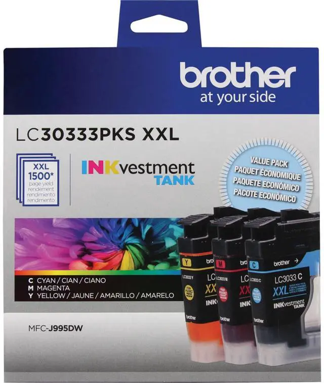 Alt view image 5 of 7 - Genuine LC30333PKS 3-Pack, Super High-yield Color INKvestment Tank Ink Cartridges; Includes 1 Cartridge each of Cyan, Magenta & Yellow, Page Yield Up to 1,500 Pages/Cartridge, LC3033