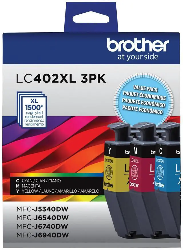 Main image of Genuine LC402XL 3PK 3 Pack of High Yield Cyan, Magenta and Yellow Ink Cartridges, Black