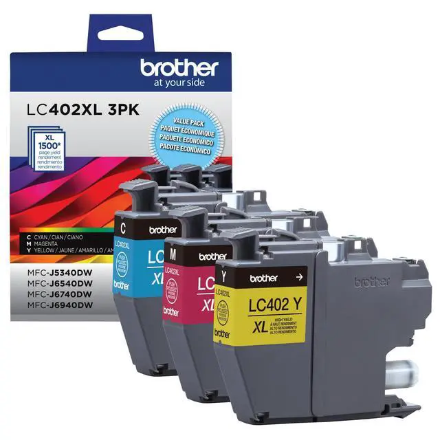 Alt view image 2 of 7 - Genuine LC402XL 3PK 3 Pack of High Yield Cyan, Magenta and Yellow Ink Cartridges, Black