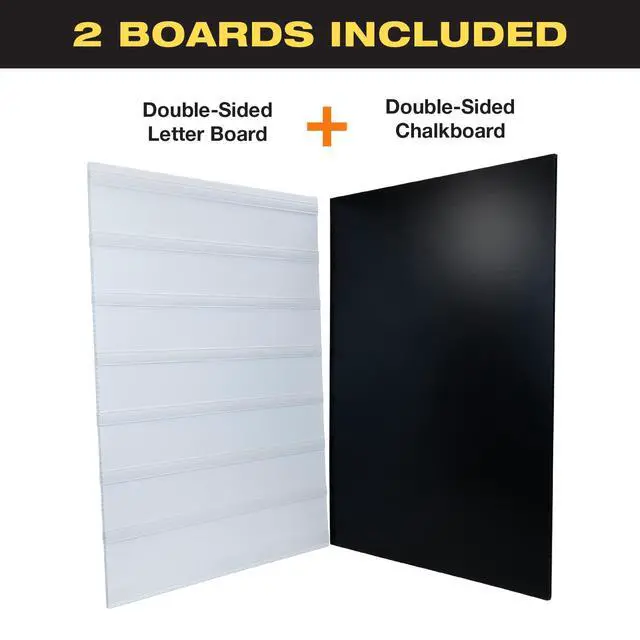 Alt view image 4 of 7 - Swinging Changeable Message Sidewalk Sign: 24" x 36" with 792 Pre-Cut Double Sided Letters and Storage Box. Includes Black Board & Letter Board (Green Color Legs)