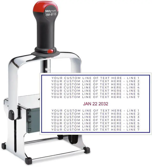 Main image of Super Heavy Duty Date Stamp with 14-Line Custom Text The Largest Custom Text Date Stamp on The Market - 6115 - Choose from Many Font and Color Options