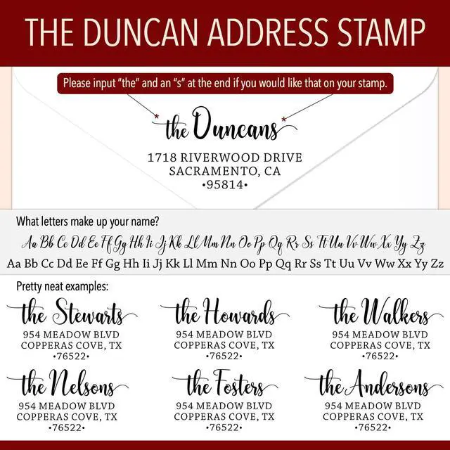 Alt view image 3 of 7 - The Duncans Personalized Wood Handle Address Stamp | Envelope Return Address Stamp for Couples and Families | Custom Rubber Address Stamp (2, Wood Handle)
