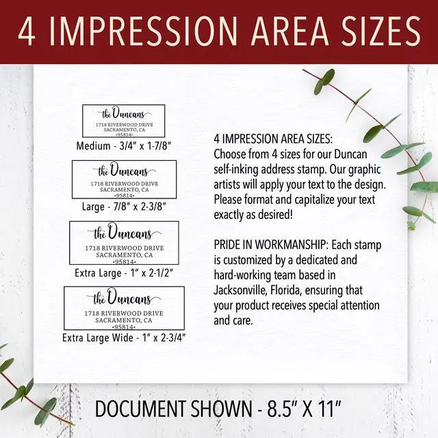 Alt view image 5 of 7 - The Duncans Personalized Self-Inking Address Stamp Custom Return Address Stamp with Name & Address Pre-Inked Mail Stamper for Envelopes, Wedding Invitations & Business Use