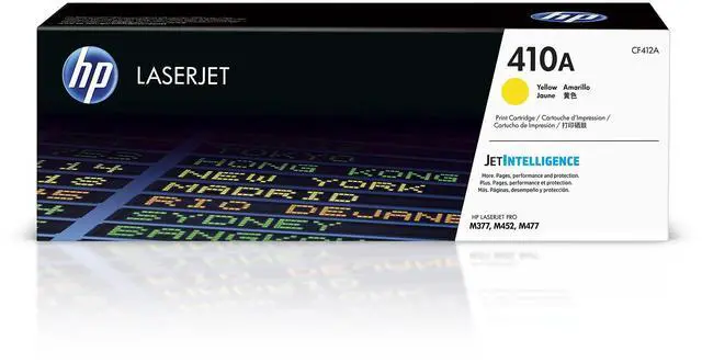 Main image of 410A Yellow Toner Cartridge Printers | Works with Color LaserJet Pro M452 Series; Color LaserJet Pro MFP M377, M477 Series | CF412A
