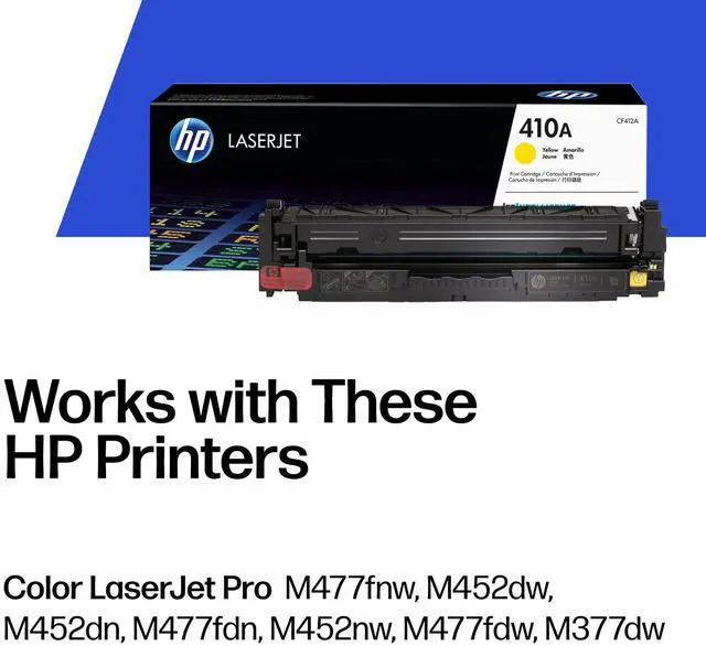 Alt view image 2 of 7 - 410A Yellow Toner Cartridge Printers | Works with Color LaserJet Pro M452 Series; Color LaserJet Pro MFP M377, M477 Series | CF412A