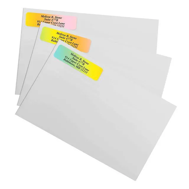 Alt view image 2 of 6 - Cascading Rainbow Personalized Return Address Labels Without Dispenser - Roll of 500 Custom Stickers