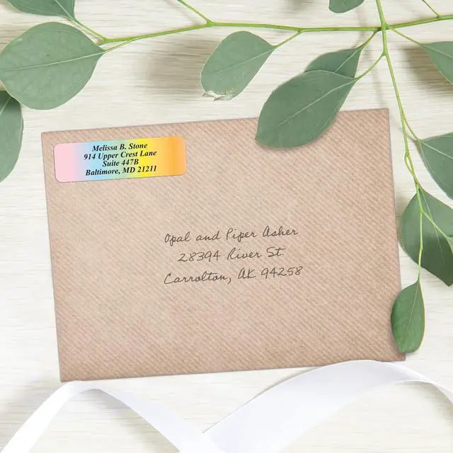 Alt view image 3 of 6 - Cascading Rainbow Personalized Return Address Labels Without Dispenser - Roll of 500 Custom Stickers
