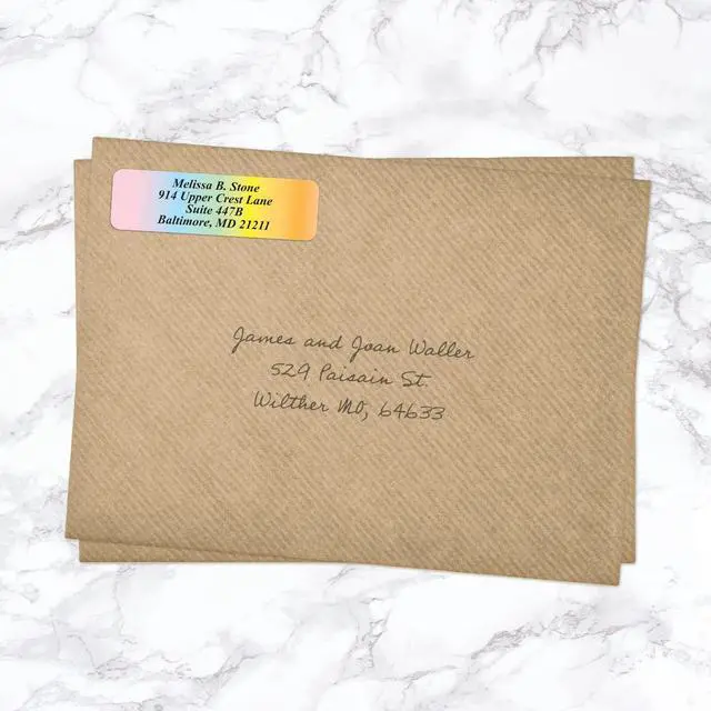 Alt view image 5 of 6 - Cascading Rainbow Personalized Return Address Labels Without Dispenser - Roll of 500 Custom Stickers