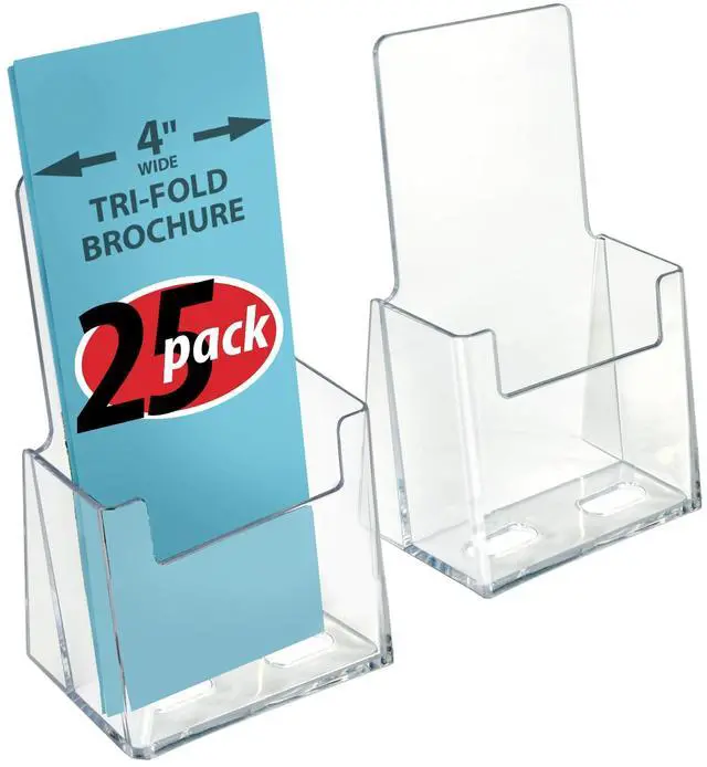 Main image of 252012-25PK Acrylic Trifold Brochure Holder Plastic Counter top Organizer 25-Pack, Clear