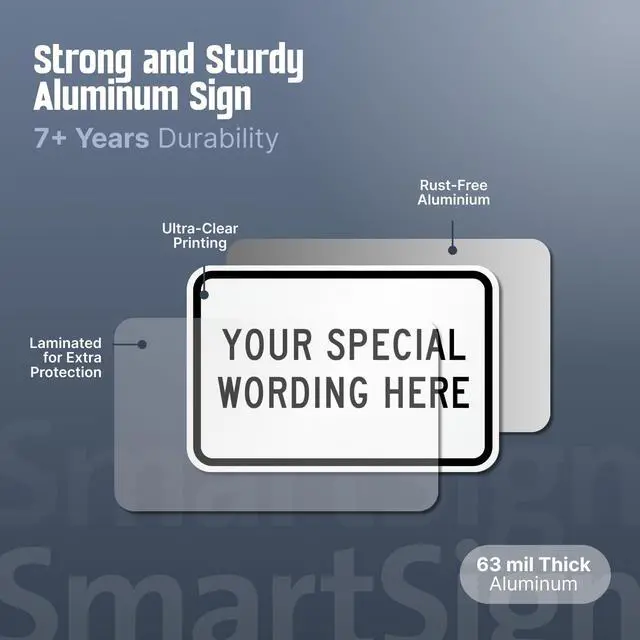 Main image of 12"x18" Custom Sign, Add Your Text and Choose Color 63 mil Laminated Rustproof Aluminum, Fade-Proof, Personalize for Business, Home, Airbnb, Delivery, Made in USA
