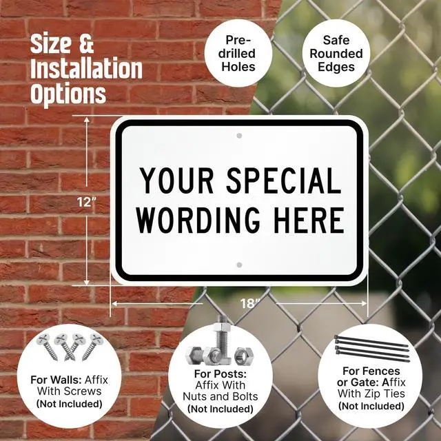 Alt view image 3 of 6 - 12"x18" Custom Sign, Add Your Text and Choose Color 63 mil Laminated Rustproof Aluminum, Fade-Proof, Personalize for Business, Home, Airbnb, Delivery, Made in USA