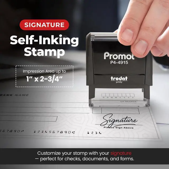 Alt view image 5 of 7 - Personalized Signature Stamp- Custom Self Inking Stamp (Extra Large) | Crisp & Consistent Impressions, Fast One-Hand Operation, Replaceable Ink Pad, Clean & Smudge-Resistant Results