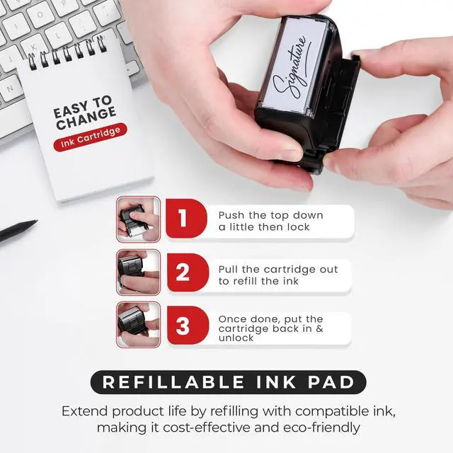 Alt view image 7 of 7 - Personalized Signature Stamp - Custom Self Inking Stamp (Medium) | Crisp & Consistent Impressions, Fast One-Hand Operation, Replaceable Ink Pad, Clean & Smudge-Resistant Results