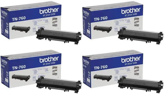 Main image of Genuine High Yield Black Toner Cartridge 4-Pack, TN760, Replacement Black Toner, Page Yield Up to 3,000 Pages Each