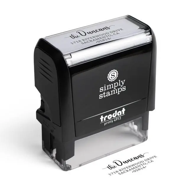 Alt view image 2 of 7 - The Duncans Personalized Self-Inking Address Stamp Custom Return Address Stamp with Name & Address Pre-Inked Mail Stamper for Envelopes, Wedding Invitations & Business Use